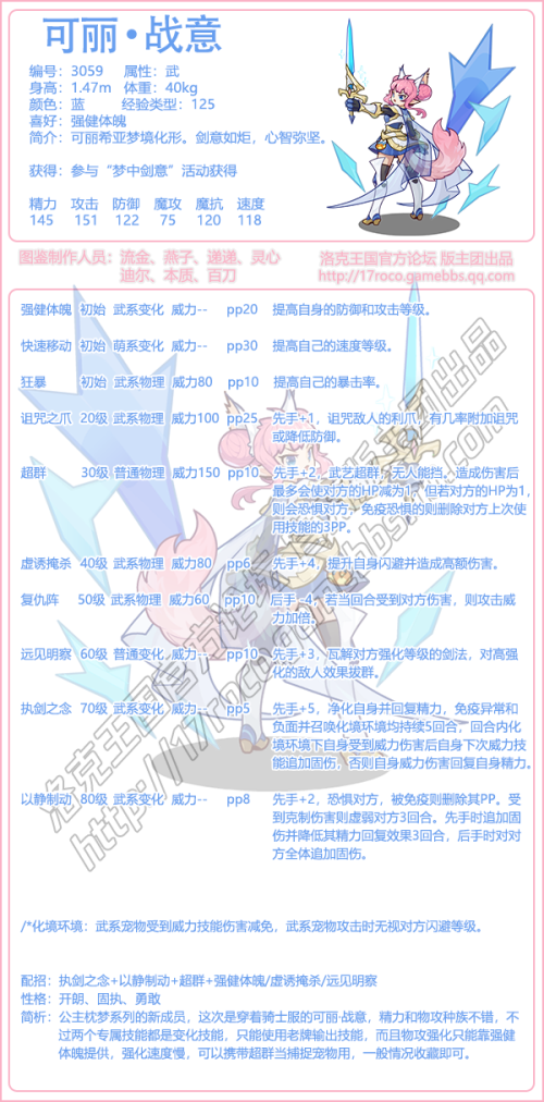 洛克王国可丽战意怎么玩 洛克王国可丽战意技能及性格分析